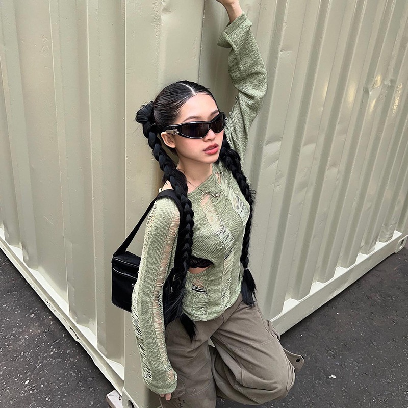 Đầm Dự Tiệc Tay Dài Cổ Tròn Thiết Kế Xẻ Tà Thời Trang Cho Nữ