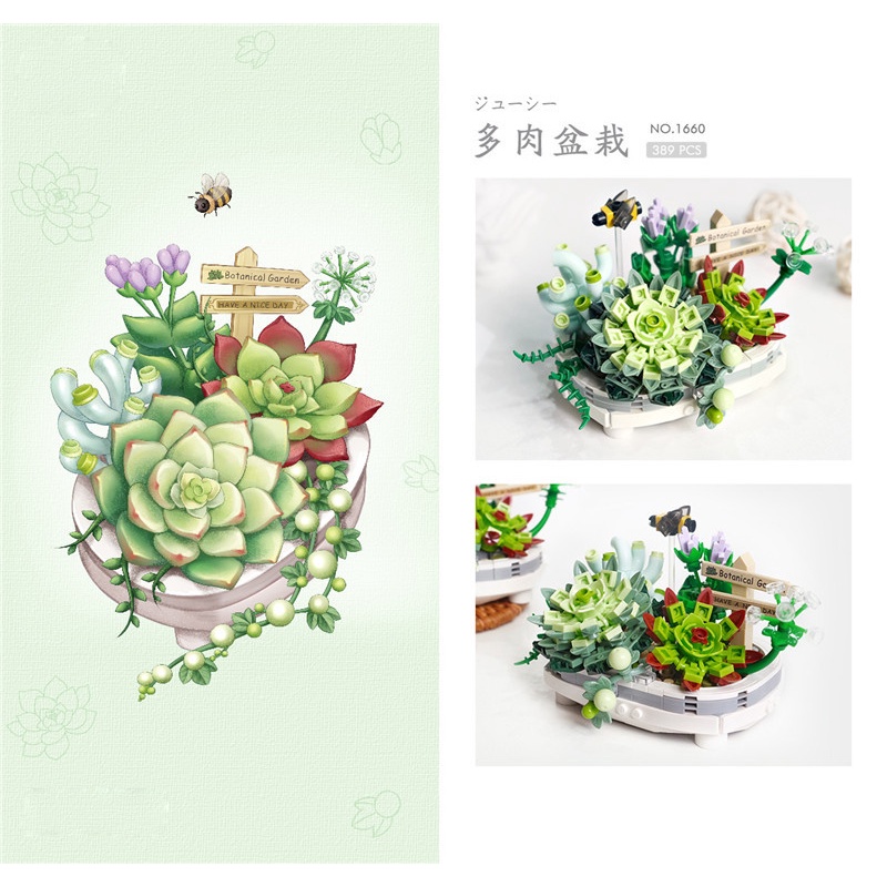 Loz Mô Hình Đồ Chơi Lắp Ráp Chậu Hoa mini 1660 1661