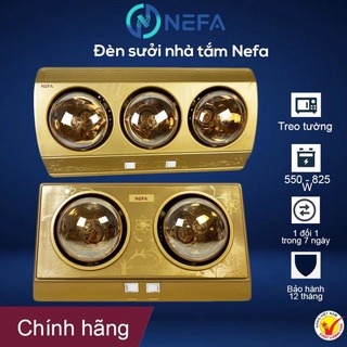 Đèn sưởi treo tường nefa , đèn sưởi nhà tắm 2 bóng, 3 bóng tiện lợi