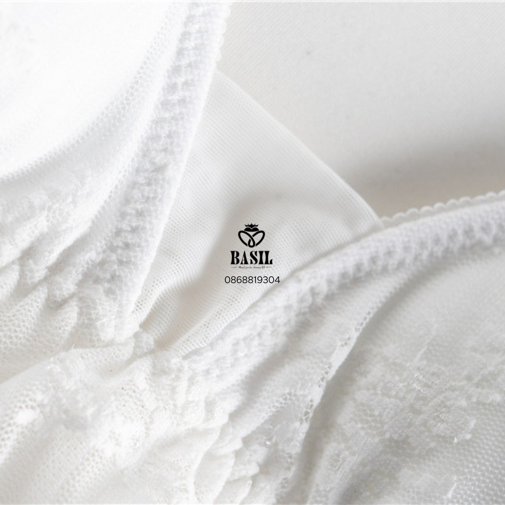 Áo lót ren Basil SS03 nữ cup tam giác dây chéo không gọng mút mỏng chất mềm