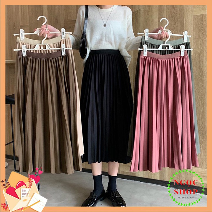 Chân Váy Dài Dập Ly Hàng QC Chất Đẹp Phong Cách Trẻ Trung