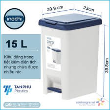 Thùng Rác Đạp Chữ Nhật Hiro 15L (có lõi) Chính Hãng Inochi