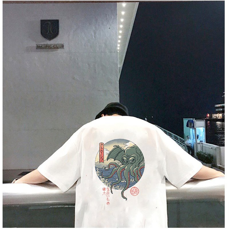 Áo thun tay lỡ quái vật biển form rộng vải dày mịn 2020T2644