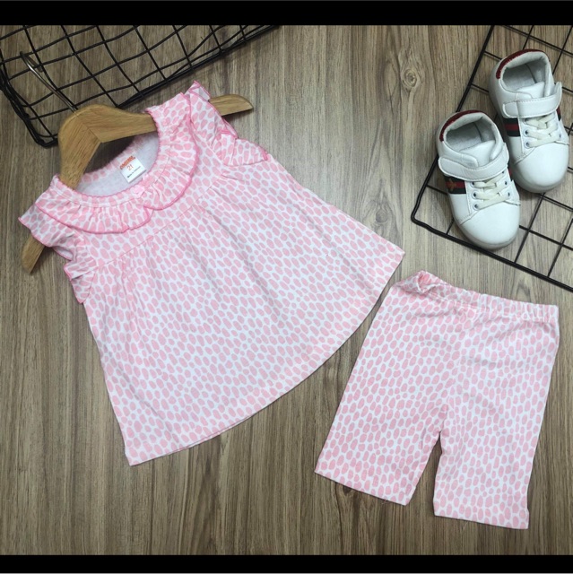 Bộ sát nách chấm bi bé gái bozip/borip 8-21 kg