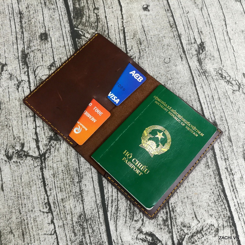 Ví đựng passport da bò, bao da đựng hộ chiếu da thật 100% - Zachi PP626