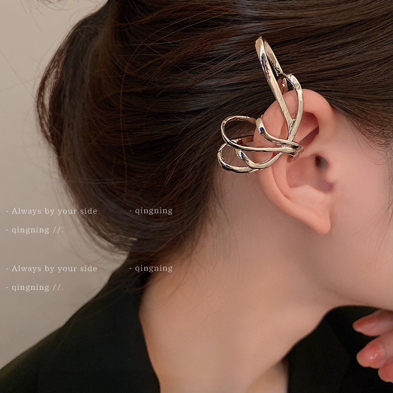 Khuyên tai DREJEW 3 dạng kẹp không xỏ khuyên bằng kim loại hình bướm phong cách thời trang Hàn Quốc