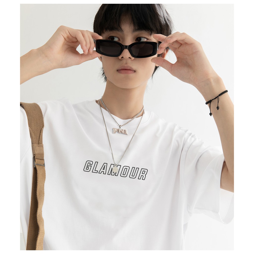 Áo thun unisex form rộng GLAMOUR - Màu Đen/Trắng