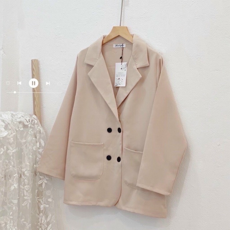 Áo Blazer nữ dài tay Ulzzang ❤ Áo vest nữ khoác ngoài 4 cúc  2 lớp mẫu mới phong cách Hàn Quốc 2 Màu đen, be nâu
