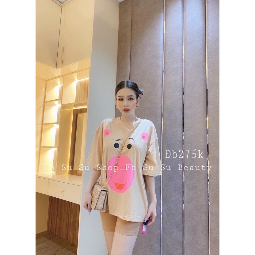 sét bộ đùi tixi in hình phối áo ngắn tay