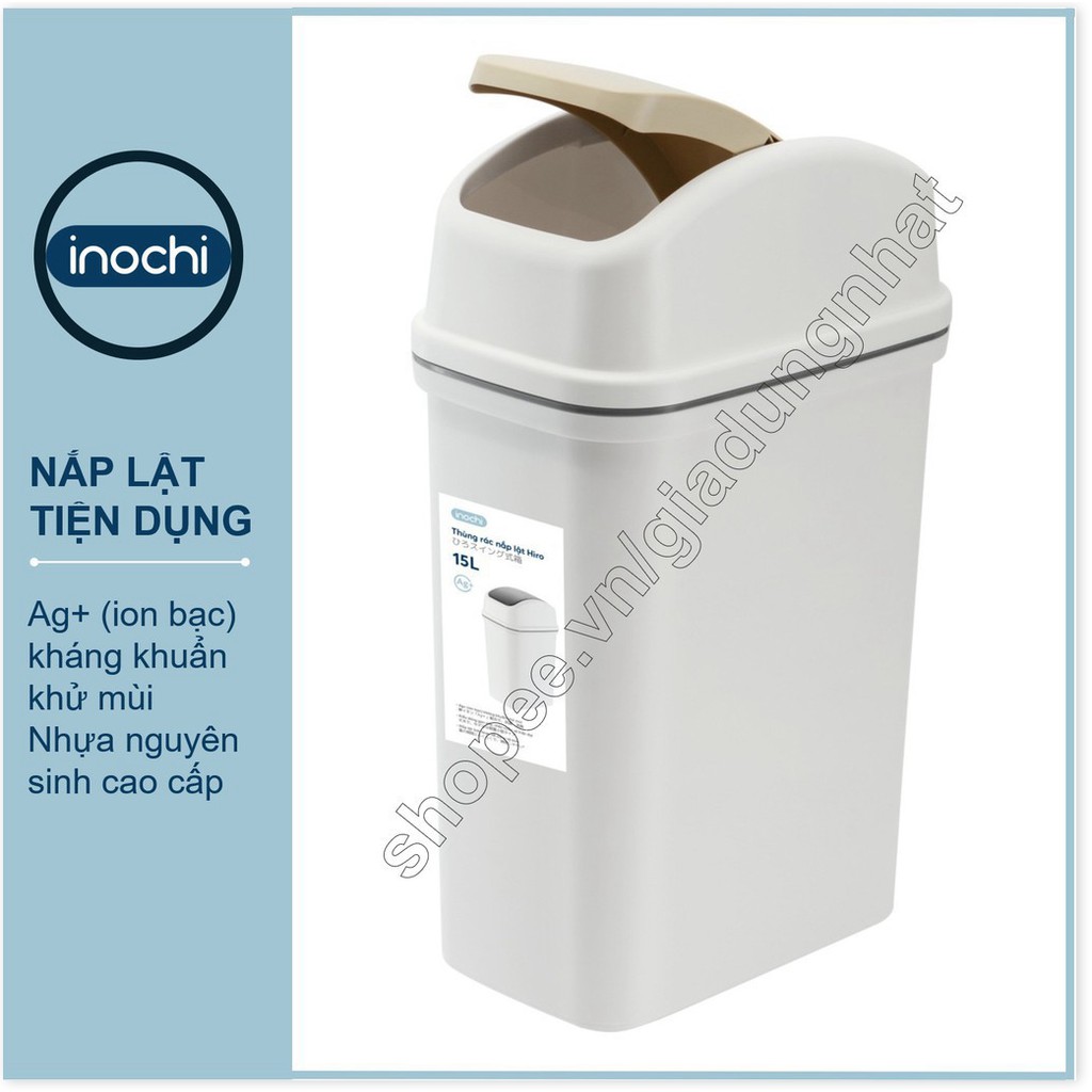 Thùng Rác Nhựa Nắp Lật Inochi 15 Lít Rất Đẹp Làm Sọt Rác Văn Phòng, Khách Sạn, Đựng Rác Gia Đình, Để Bàn Trong Nhà (tiêu