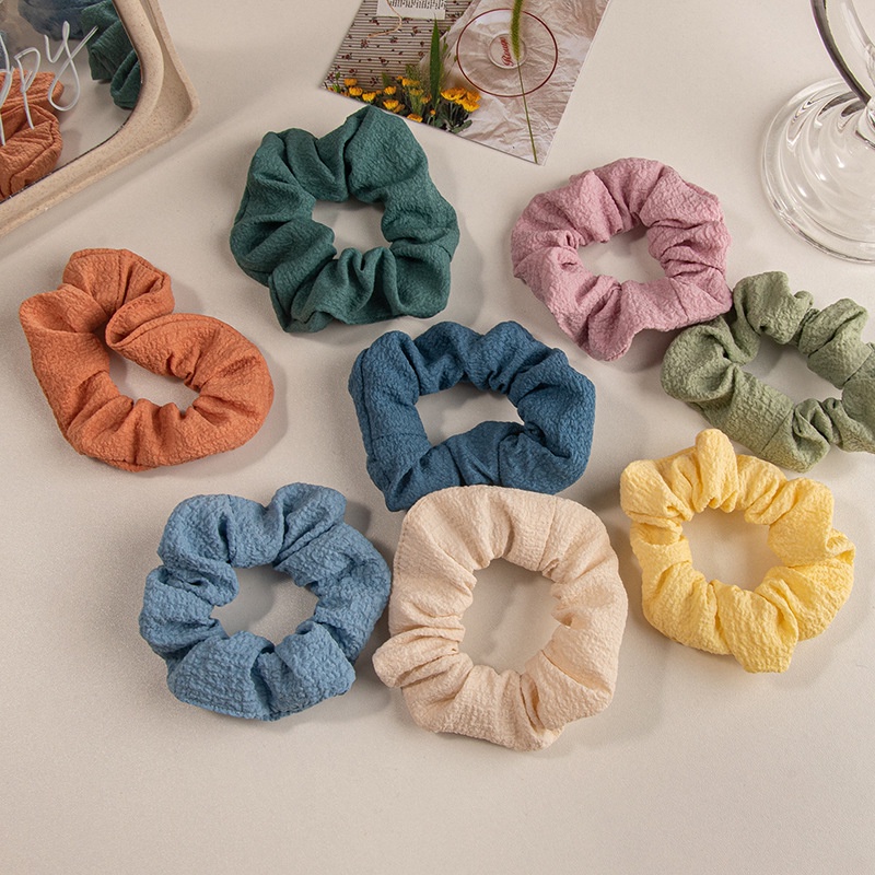 Dây cột tóc voan scrunchies chất gân nhiều màu trơn