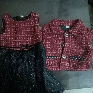Set váy dạ chân ren cho bé gái