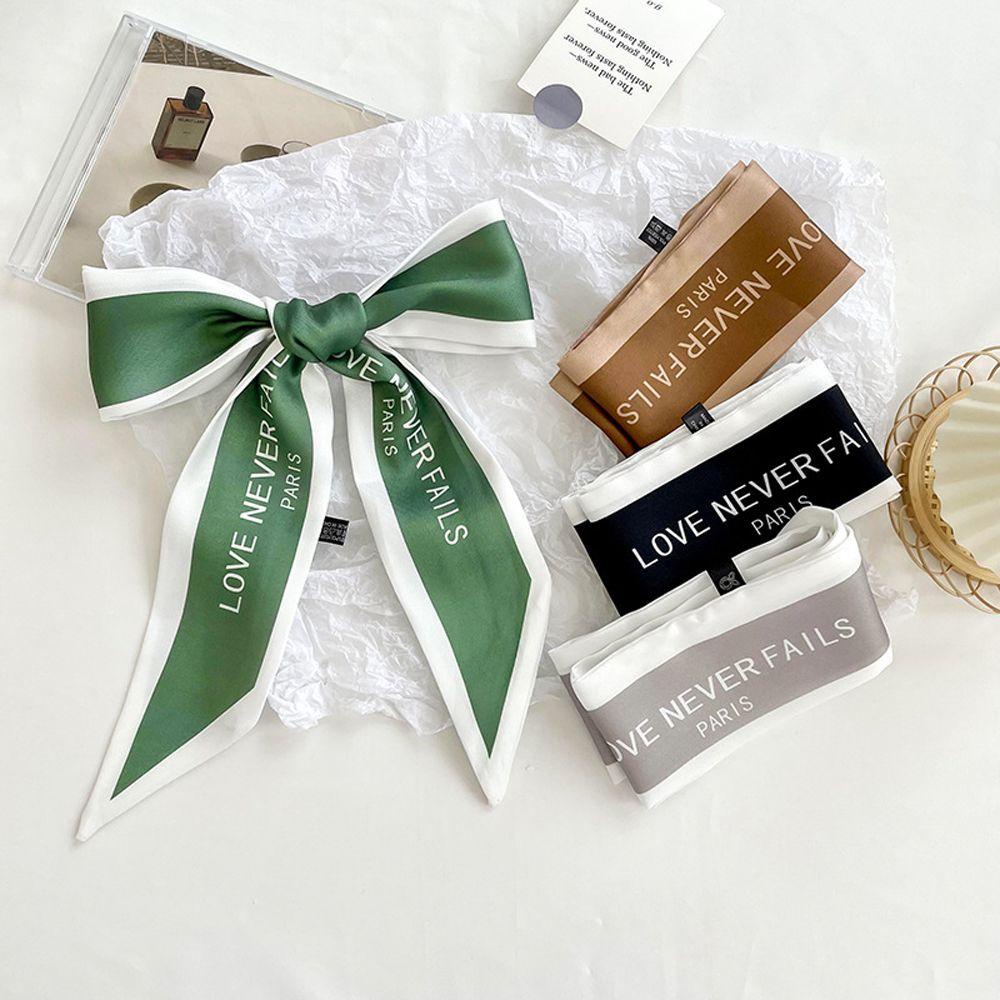 1 Khăn Quàng Cổ Lụa In Chữ Trang Trí Đa Năng Màu Sắc Xinh Xắn Cho Nữ