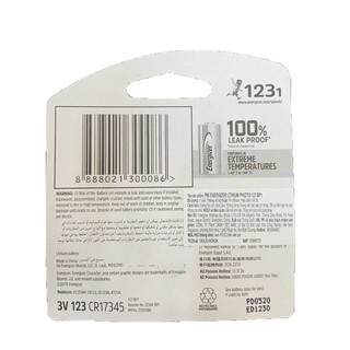 Pin Energizer CR123A, CR17345 PhotoLithium 3v chính hãng (Vỉ 1viên)