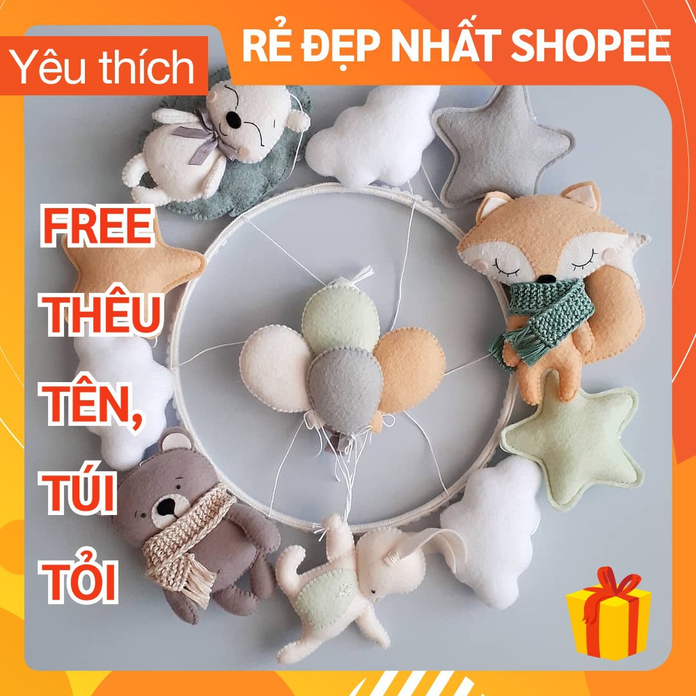 [MIỄN PHÍ THÊU TÊN] Đồ chơi treo nôi cho bé kích thích thị giác ảnh thật, treo nôi phát nhạc tự xoay mẫu NHÍM ĐÁNG YÊU 1