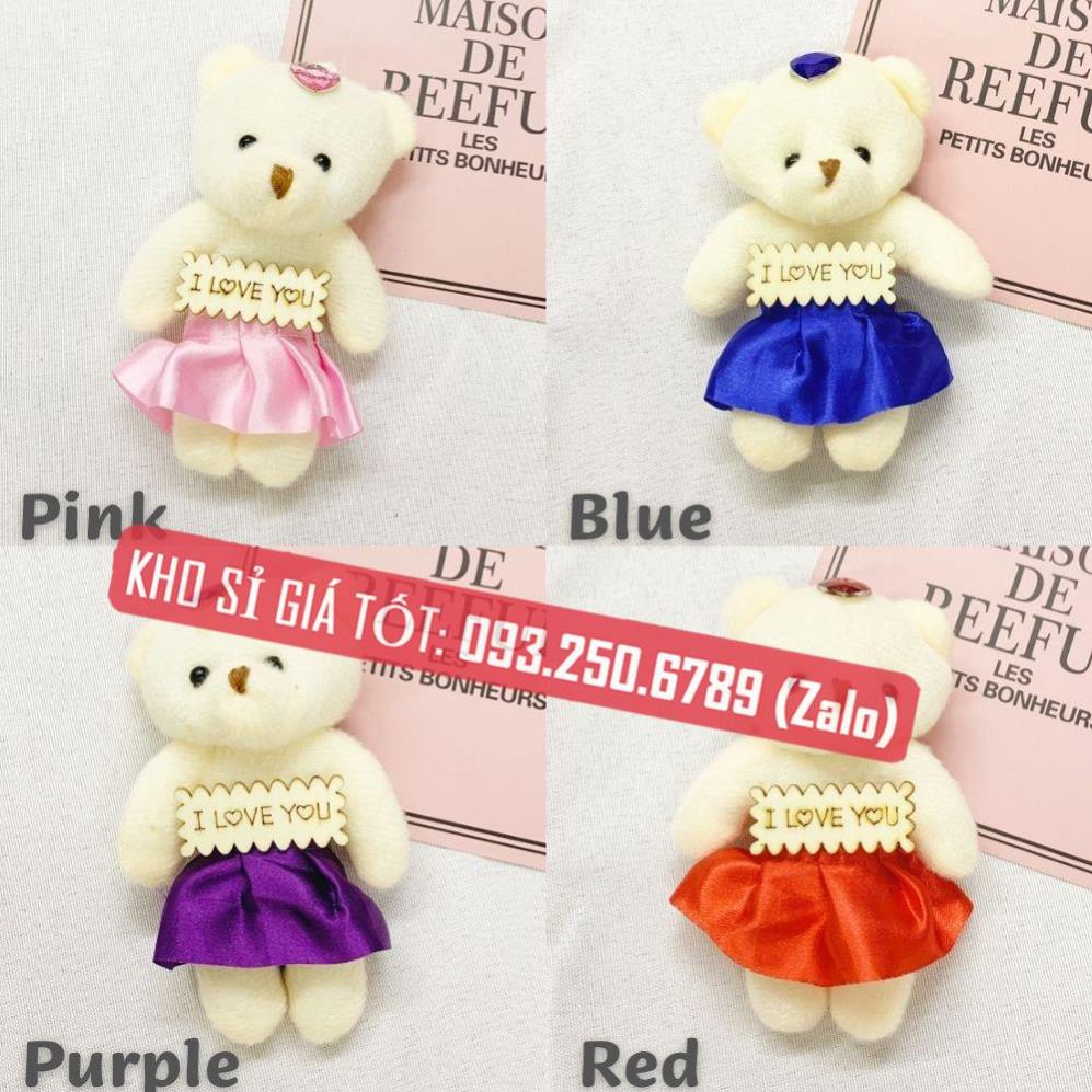 Combo 10 con gấu nữ mặc váy xinh xắn đủ màu 11 cm [ảnh thật]