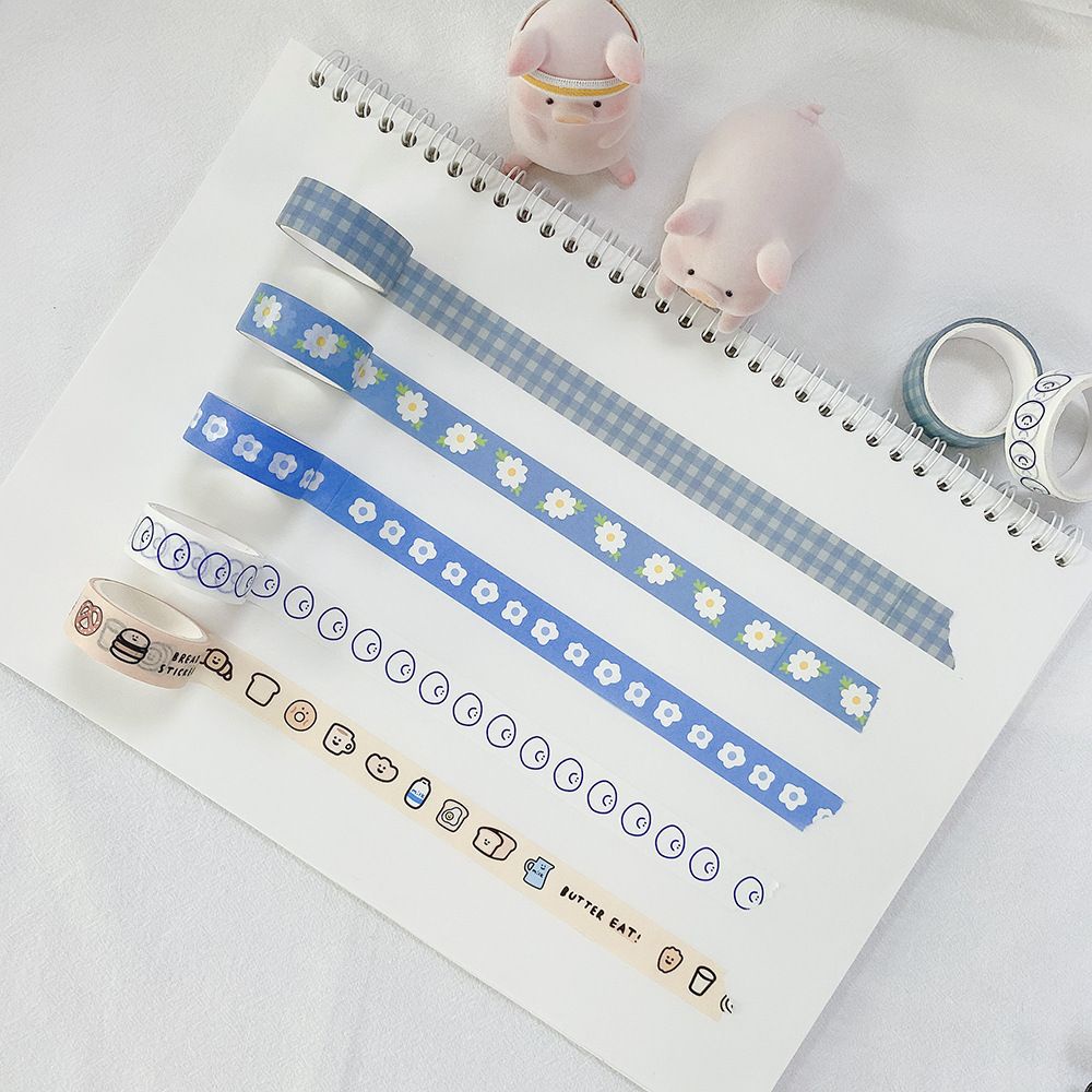 Cuộn băng keo giấy washi họa tiết hoạt hình nhiều màu sắc trang trí sổ tay DIY