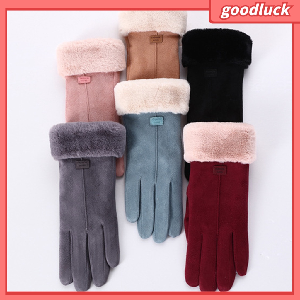 Đôi găng tay da lộn giữ ấm có thể dùng màn hình cảm ứng tiện dụng cho nữ