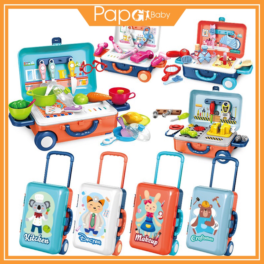 Bộ đồ chơi vali xách tay phát triển kỹ năng cho bé trai bé gái: nấu ăn, bác sĩ, trang điểm - nhựa an toàn với trẻ em