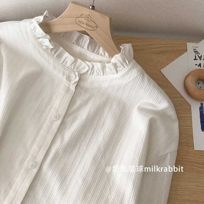 Áo sơ mi trắng tay phồng phong cách Hàn Quốc thời trang mùa thu hàng mới