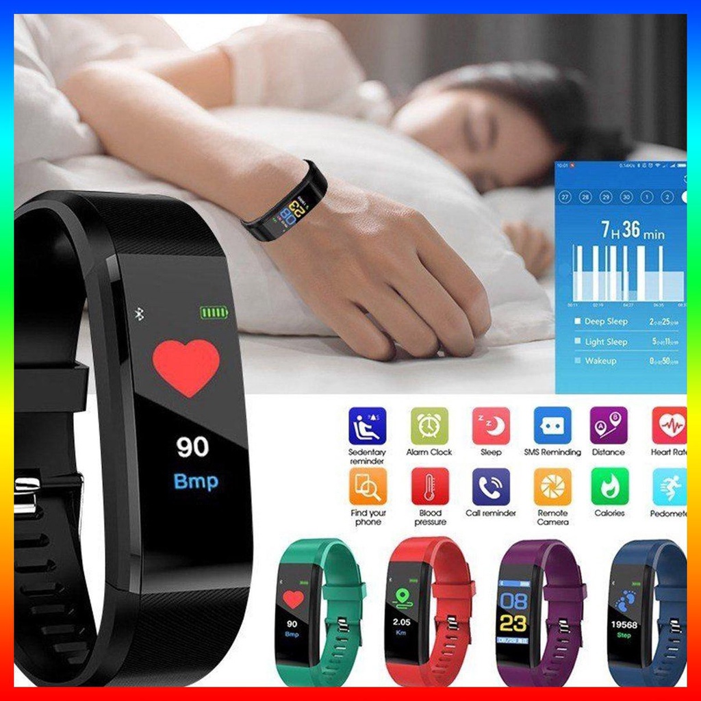 Đồng Hồ Thông Minh 115 Plus Chống Thấm Nước Hỗ Trợ Theo Dõi Sức Khỏe Kèm Phụ Kiện