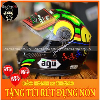 Nón bảo hiểm AGU tem rùa tặng túi đựng nón