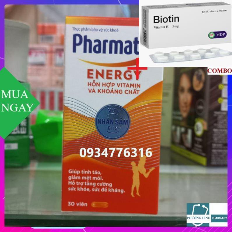 Combo Biotin 5mg+ Viên uống tăng lực bồi bổ sức khỏe Pharmaton mẫu mới
