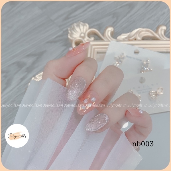 Nail box thiết kế giá rẻ thạch hồng ẩn xà cừ, móng úp thiết kế nb003 julynails.vn