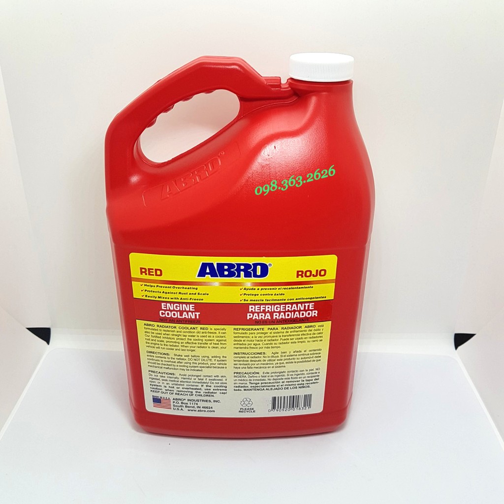 Nước Làm Mát Động Cơ Ô Tô ABRO RADIATOR COOLANT Đỏ 3.78 lít - ENGINE COOLANT ABRO
