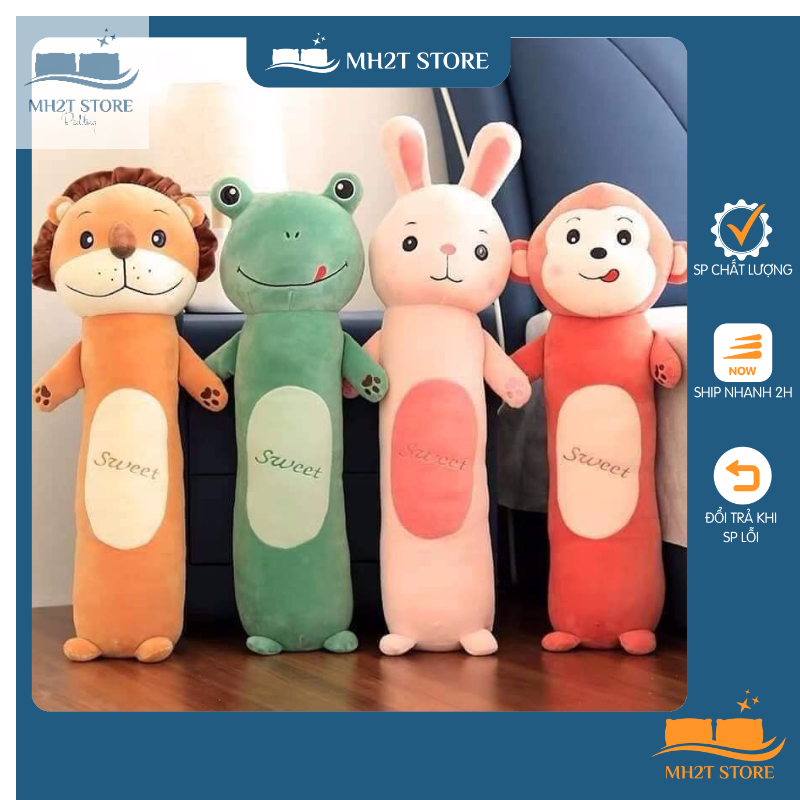 Gấu Bông Chó Ngủ Mũi Tim Tai Dài, Gối Ôm Hình Thú Nhồi Bông Mềm Mịn Size 70cm 90cm 1m2 MH2T STORE