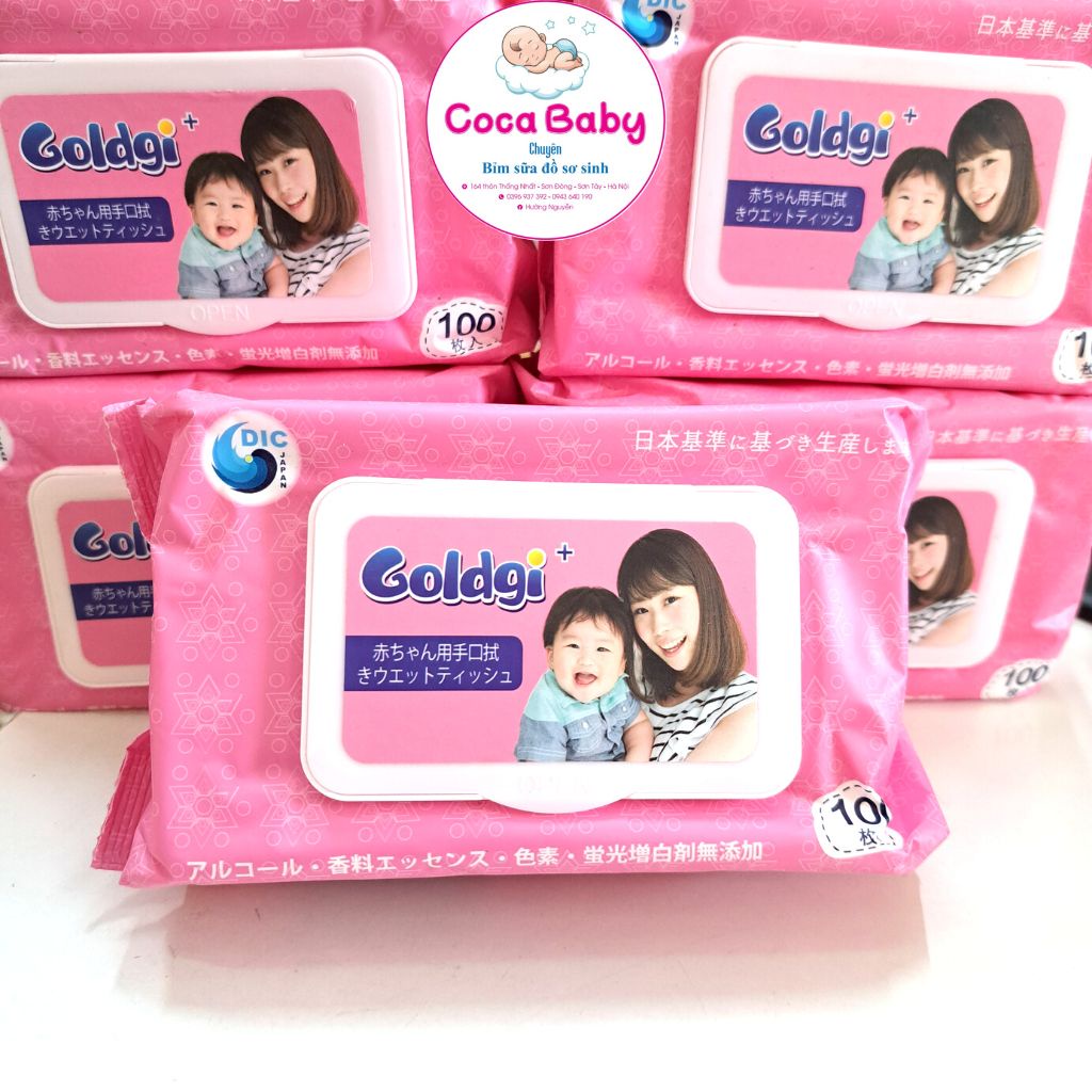Khăn ướt cao cấp kháng khuẩn Goldgi Nhật Bản 100 tờ không mùi⚡FREE SHIP⚡