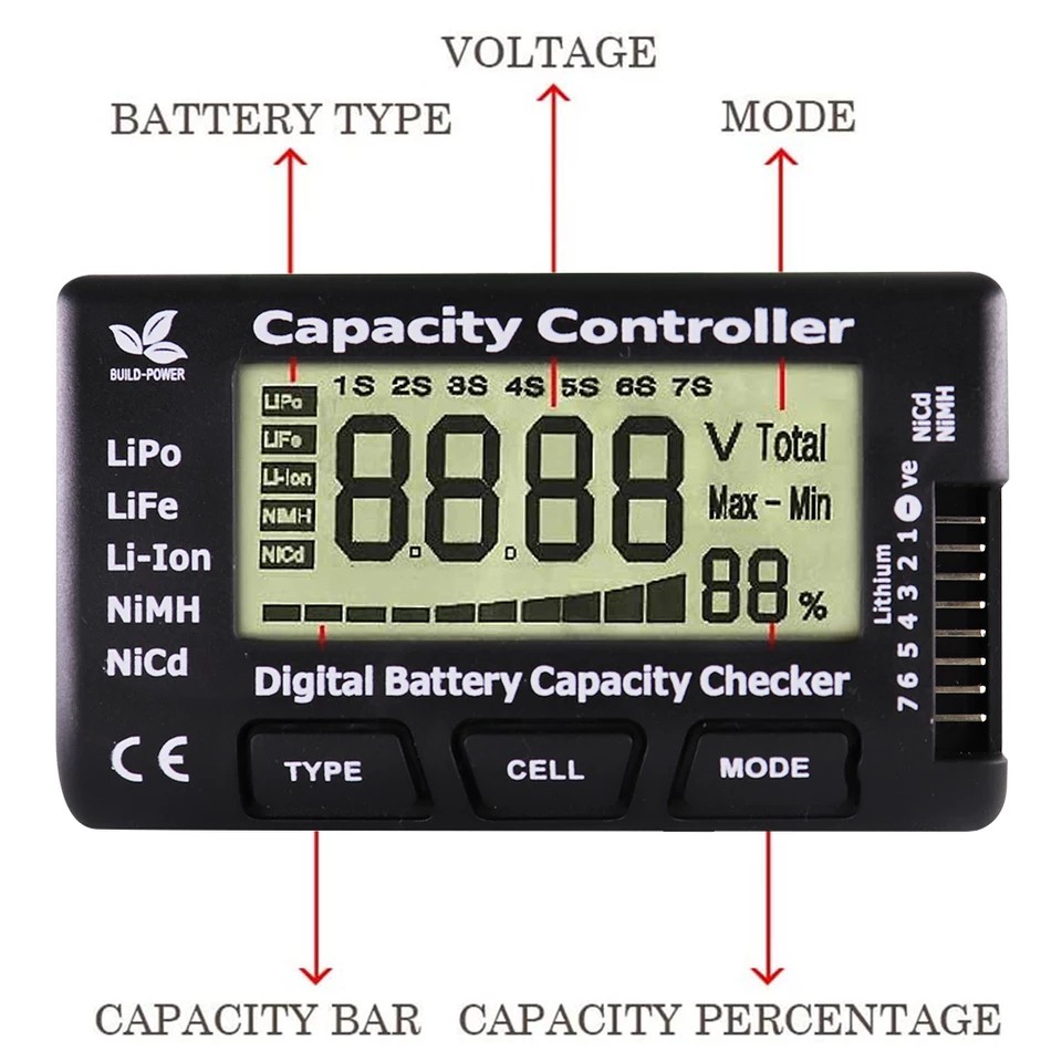 Máy Kiểm Tra Dung Lượng Pin Có Màn Hình Lcd Cho Lipo Life Li-Ion Nimh Nicd