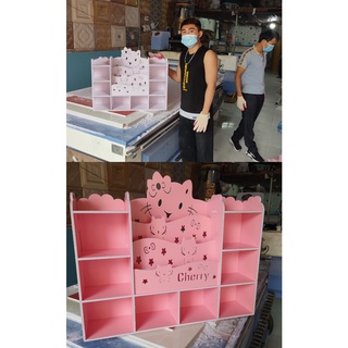 Kệ giá sách cho bé hình Hello Kitty kèm 8 ngăn đựng đồ tự tháo lắp đa năng