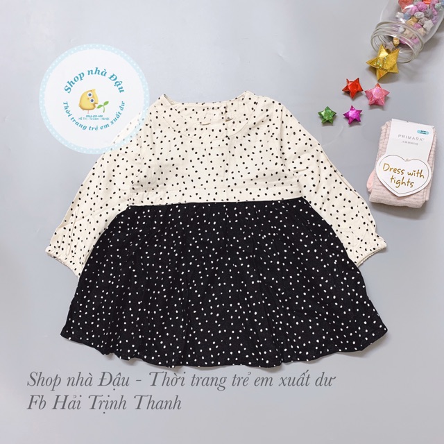 Váy chấm bi kèm quần tất