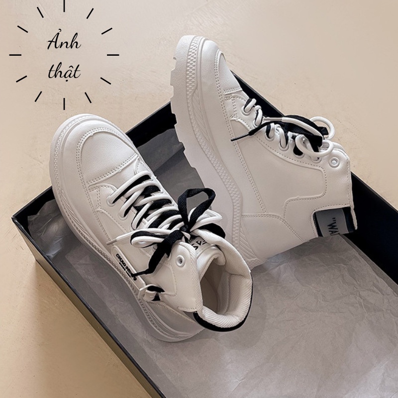 Giày boot nữ, giày bốt trắng chất liệu da PU cao cấp hot trend 2023 Top Shoes size 36-40