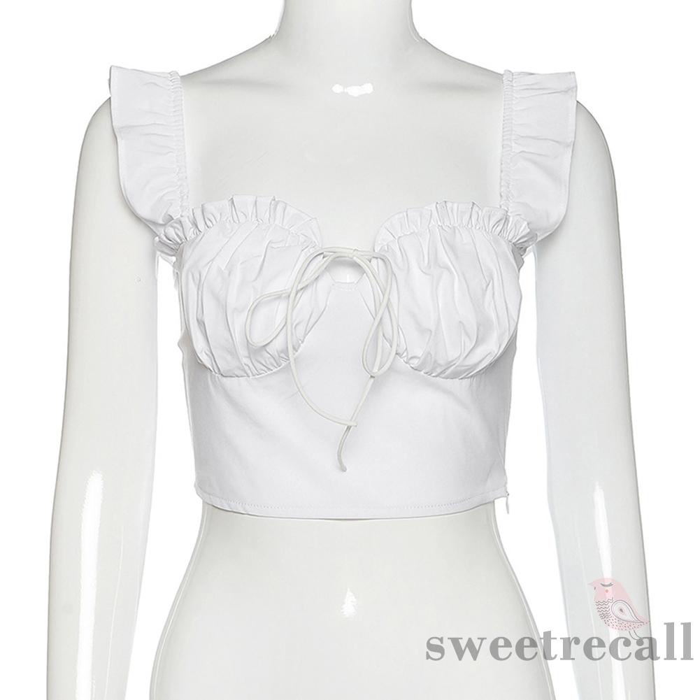 Áo croptop hai dây xếp ly hở lưng dáng ôm cột dây gợi cảm cho nữ