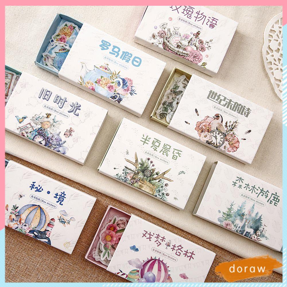 Set hộp 40 miếng dán trang trí album ảnh phong cách cổ điển xinh xắn