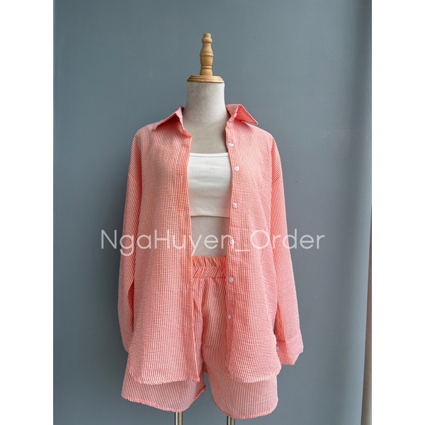Nguyên set SƠMI XỐP màu pastel dài tay năng động thời trang mua hè 2022 ( Kèm tặng 01 áo ba lỗ bozip)