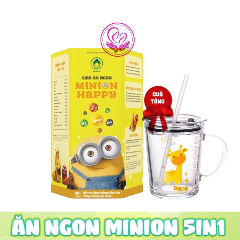 Siro ăn ngon Minion Happy hộp 30 gói -Bé ăn khỏe, tăng cân tốt, hết bón, thông minh