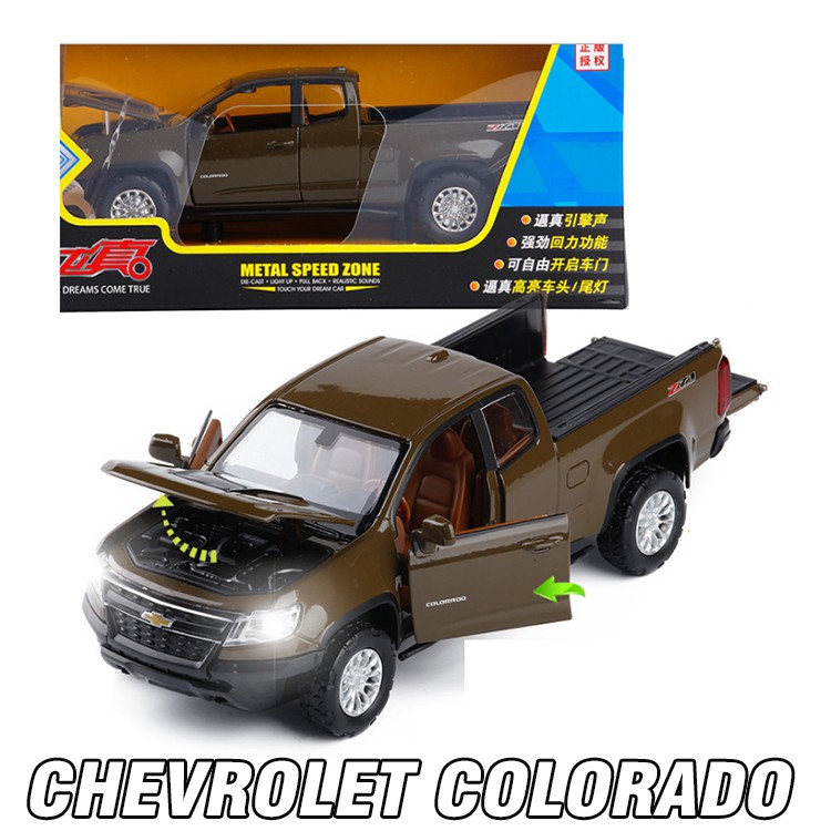 Đồ chơi mô hình xe ô tô Chevrolet colorado tỉ lệ 1:32 bằng kim loại có âm thanh và đèn mở các cửa - xe đồ chơi trẻ em