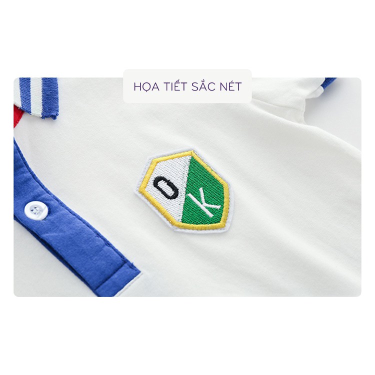 Áo thun Polo cho bé WELLKIDS phong cách thể thao chất cotton hàng xuất Âu Mỹ