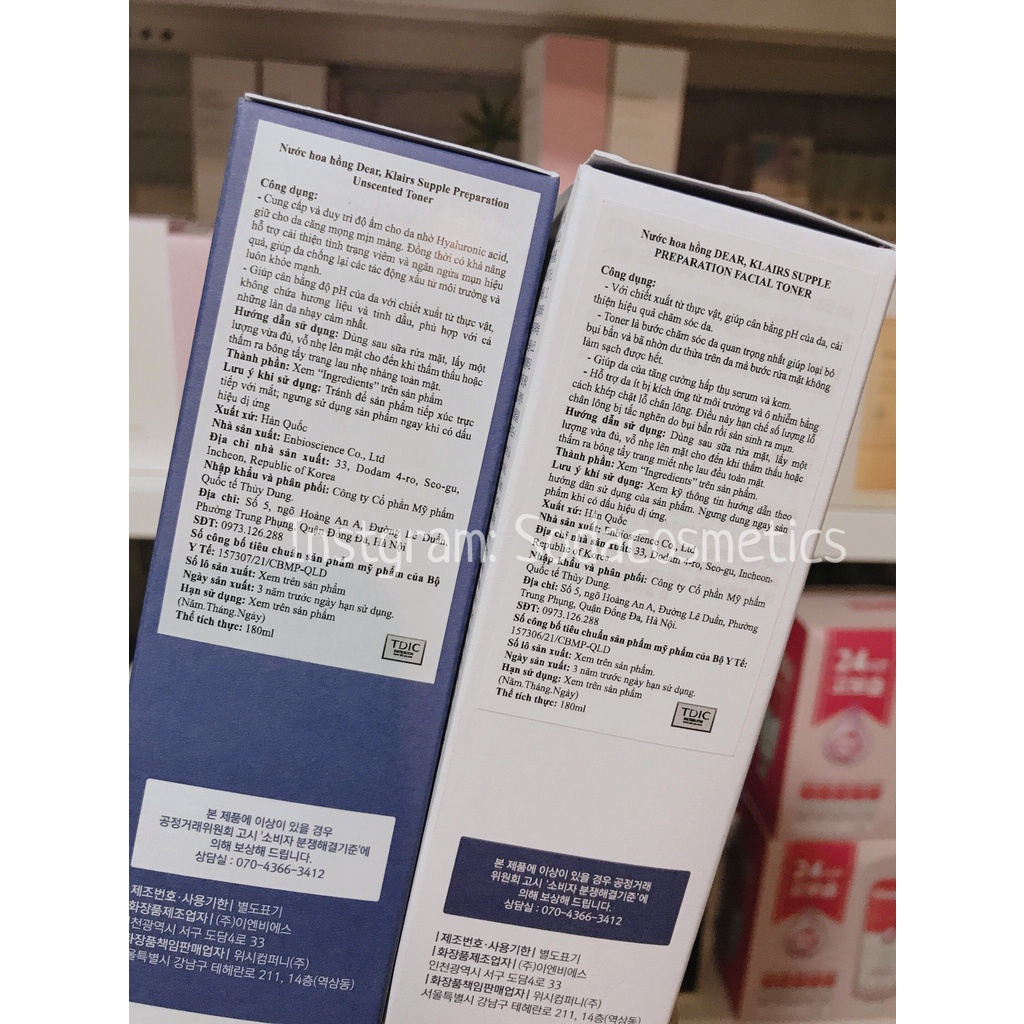 Nước hoa hồng Klairs Supple Preparation Toner 180ml