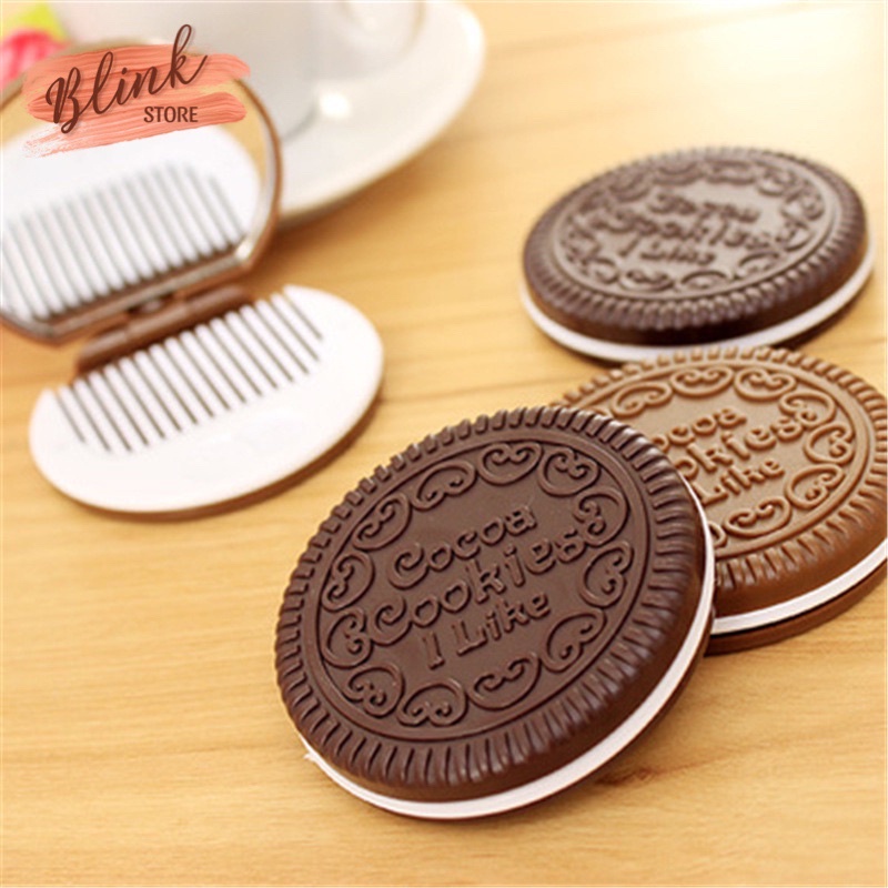 Gương mini cầm tay, soi trang điểm hình tròn hoạt hình dễ thương và tiện sử dụng