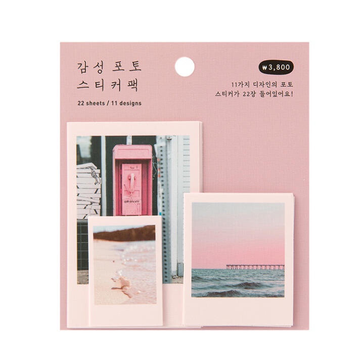 Set 22 Hình Dán ARTBOX Hàn QUốc Phong Cách Polaroid Màu Hồng