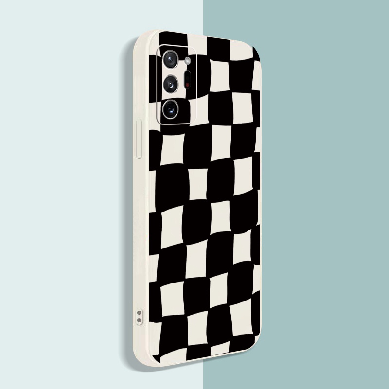 Ốp Điện Thoại Cạnh Vuông Mềm Họa Tiết Caro Cổ Điển Cho Samsung Galaxy Note 20 Ultra A30 A20 A50S A10