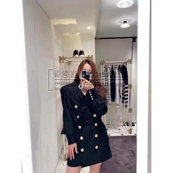 Đầm blazer dáng ngắn ôm hai hàng cúc ánh kim sang trọng thương hiệu YSL cao cấp