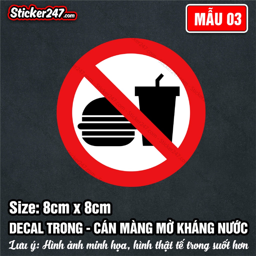 Decal Dán Biển Báo No Smoking, Free Wifi, Cấm Ăn Uống, Push Pull... Sticker biển báo kháng nước dán kính, dán gỗ, tường