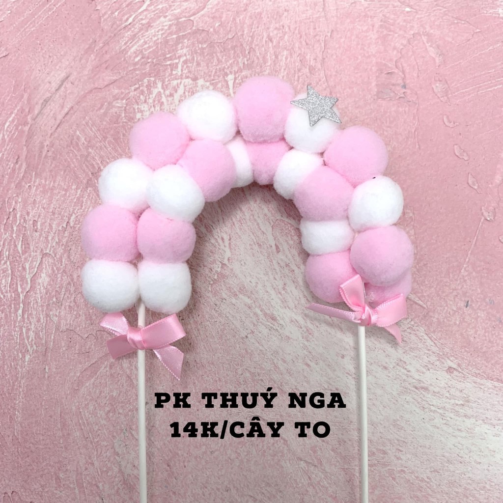 Cầu vồng bông to trang trí bánh kem