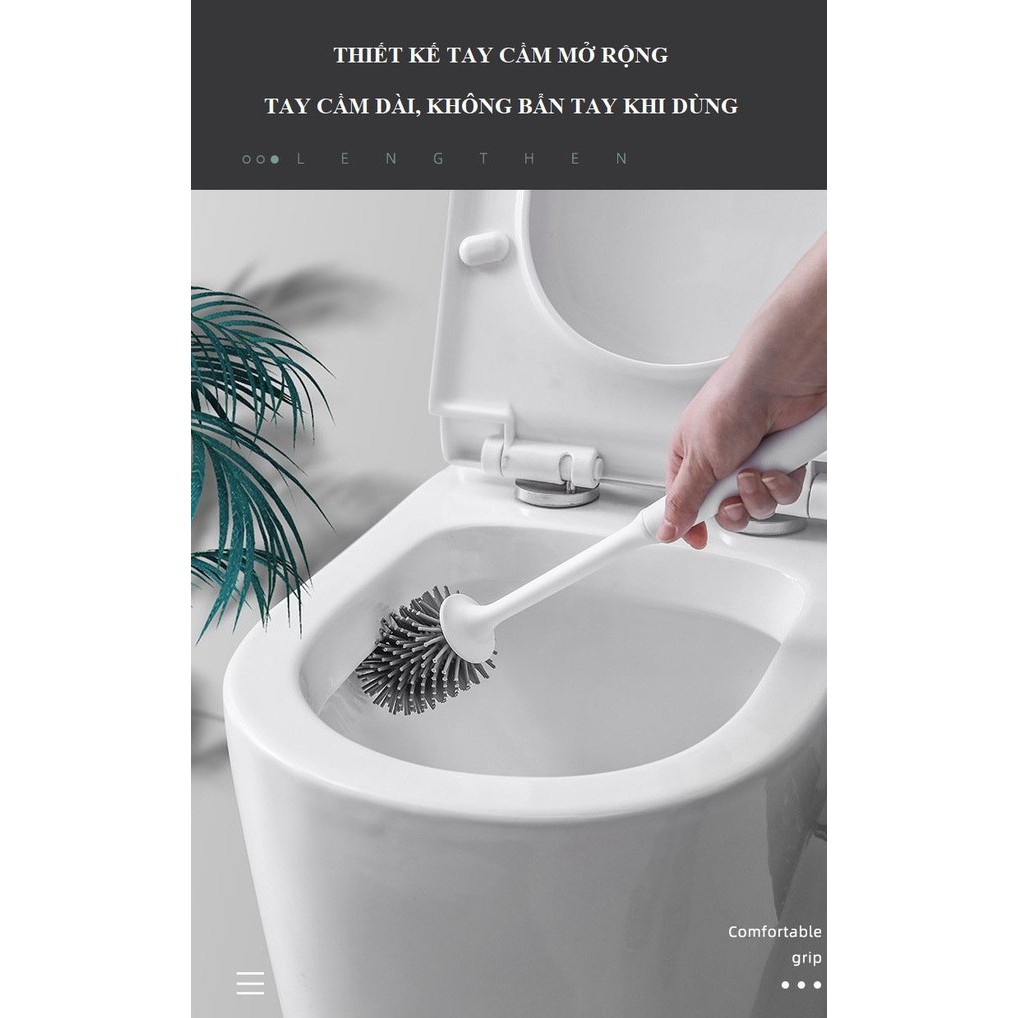 Dụng Cụ Vệ Sinh, Chổi Cọ Vệ Sinh OENEN Kèm Kệ Để Chổi Cọ Rửa Toilet Thông Minh (Tặng Miếng Dán Dự Phòng)