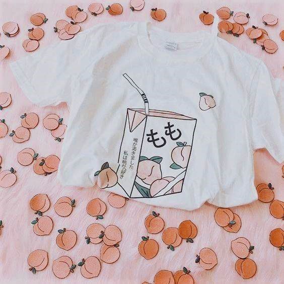 Áo tay lửng nước trái cây Đào Peach Japan Tee Milk Strawberry Banana unisex